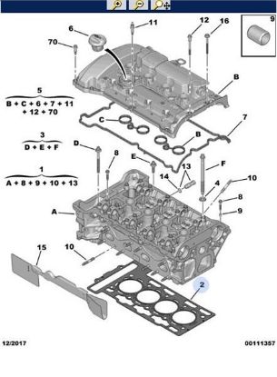 SİLİNDİR KAPAK CONTASI 207 208 308 EP6DTS 1.6 16V resmi