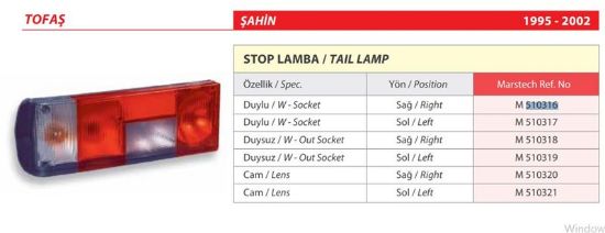 SAĞ STOP LAMBASI DUYULU ŞAHİN//MARS resmi