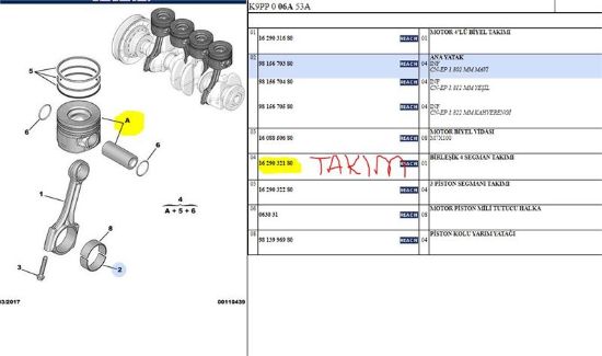 PİSTON+SEGMAN  ASTRA L-BERLINGO-C3-C5-JUMPY III-PARTNER-208-2008-308 1.5 BLUE HDI ( 4 ADET TAKIM ) resmi
