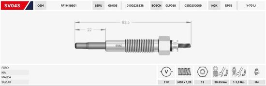 ISITMA BUJİSİ  BESTA-RANGER-VITARA-BONGO 2.0/2.5/2/11V/GJ1302MA/0100226336/18550-78E11/XM3412A342BA/ resmi