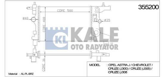 RADYATÖR SU   ASTRA J-ZAFIRA C-CRUZE  A14XER/B14XER/A16XER/B16XER/A18XER  09-> resmi