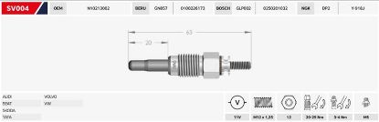 ISITMA BUJİSİ GOLF-PASSAT-CADDY-A6  1.6/1.9D/11V/GX59 resmi