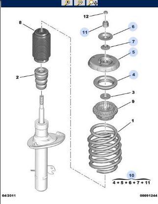 AMORTİSÖR TAKOZU RULMANLI TK.  208-301-C-ELYSEE-C3-C4 1.2 VTI 1.6 HDI resmi