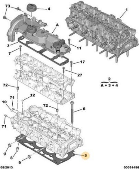 SİLİNDİR KAPAK CONTASI EURO 5 DW6C 1 TIRNAK 1.35 resmi