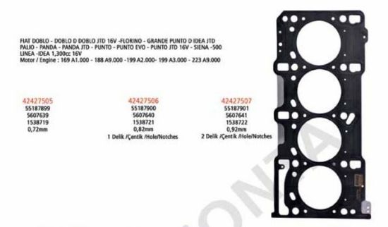 SİLİNDİR KAPAK CONTASI Deliksiz 0,72mm  ASTRA J-CORSA D-COMBO-FIORINO-EGEA 1.3CDTI  E5 resmi
