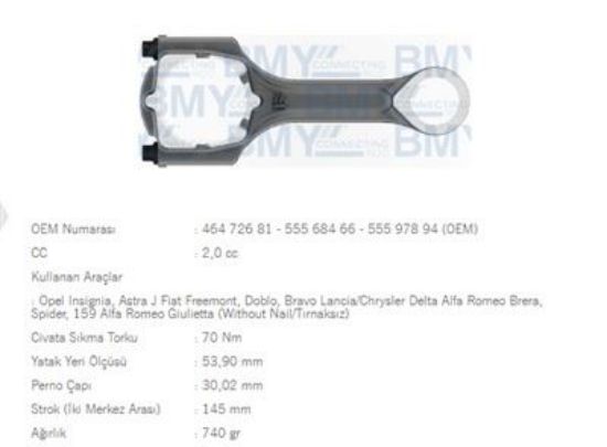 PİSTON KOLU     ASTRA J-INSIGNIA-DOBLO  2.0DTJ  A20DTJ/Z20DTJ resmi