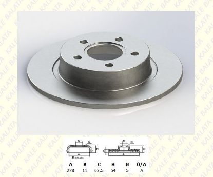 FREN DİSK AYNASI ARKA Düz   CONNECT 1.8 İ/TDCI 02-/4475316/DF4407/2T142A315BC/KALE BALATA resmi