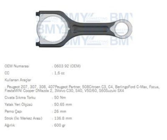 PİSTON KOLU 207-307-308-407-C-MAX-FIESTA 1.6HDI resmi