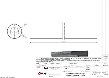 VAKUM HORTUMU-BEZLİ  10mmx140cm  J9/4572.21/İBRAŞ resmi