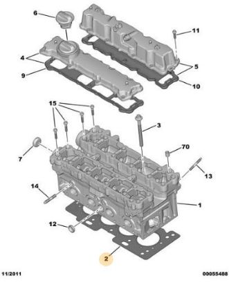 SİLİNDİR KAPAK CONTASI 1007-206-207-307-C2-C3-C4 1.4 16V ET3J4 resmi