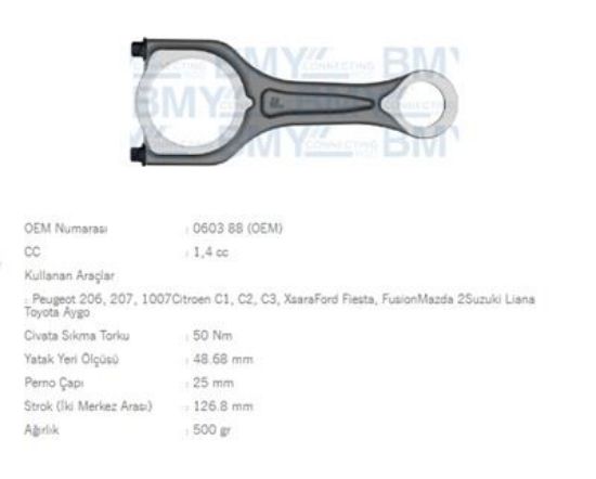 PİSTON KOLU 206-307-BIPPER-FIESTA-FUSION 1.4HDI resmi