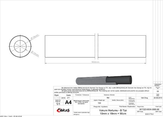VAKUM HORTUMU 10 x 16mm/90cm     B TİPİ PREMIER  2 resmi