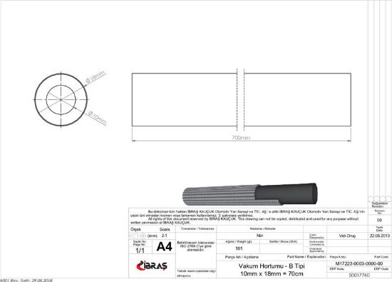 VAKUM HORTUMU 10 x 16mm/70cm     B TİPİ PREMIER  2 resmi