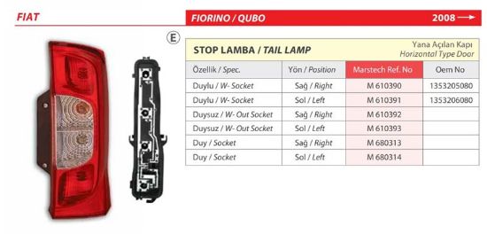 STOP LAMBASI Sol-Duysz ÇİFT KAPI Bipper-Fıorıno 08-. resmi