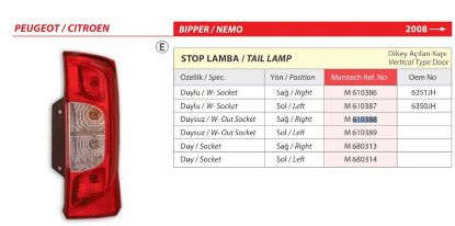 STOP LAMBASI Sağ-Duysz TEK KAPI Bipper-Fıorıno 08-. resmi