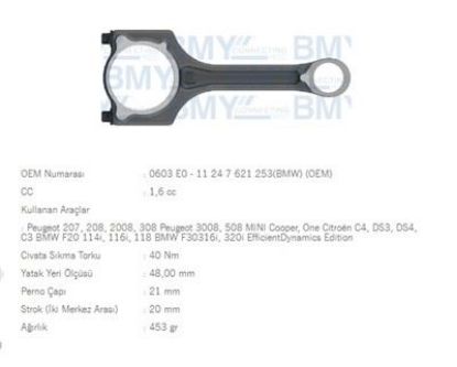 PİSTON KOLU 208-2008-308-3008-508-MINI-C4-DS4  EP6 resmi