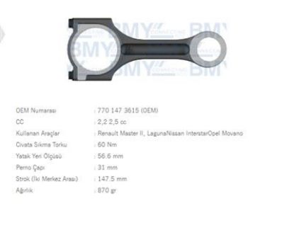 PİSTON KOLU  MASTER II-MOVANO-LAGUNA 2.2/2.5 /G9U resmi