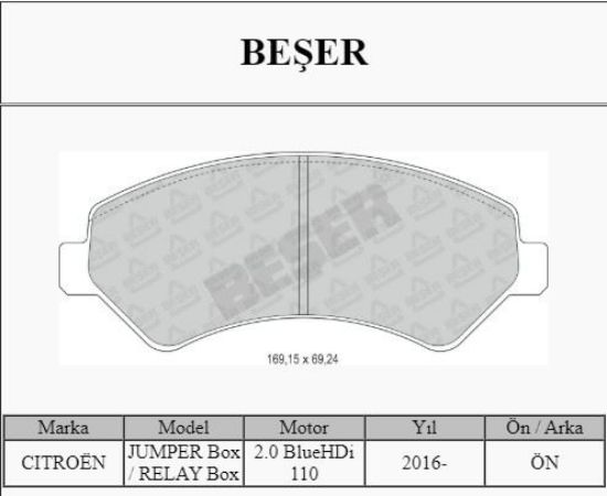 ÖN FREN BALATASI FİŞSİZ AKSESUARSIZ BOXER III-DUCATO-JEST  06 resmi