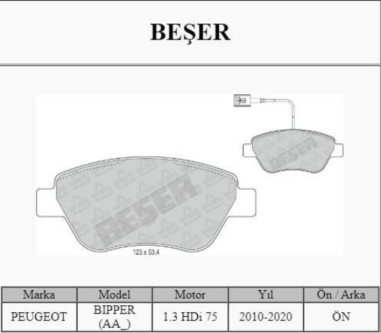 ÖN FREN BALATASI BIPPER-FIORINO-LINEA 2 FİŞLİ resmi