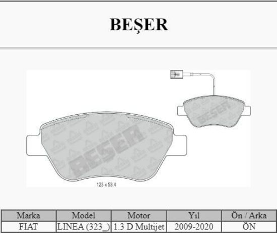 ÖN FREN BALATASI BIPPER-FIORINO-LINEA 1.3-1.4 resmi