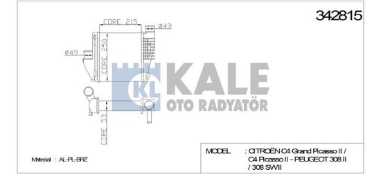 TURBO RADYATÖRÜ  308 II - 308 SW II - C4 - 308 SW II 2.0 GT HDi 180 - 308 II 1.6 THP resmi