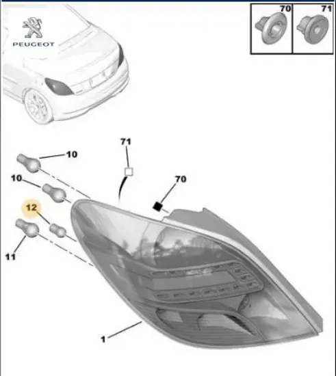 STOP AMPULU 12V R10W    207-208-301-806-BOXER III resmi