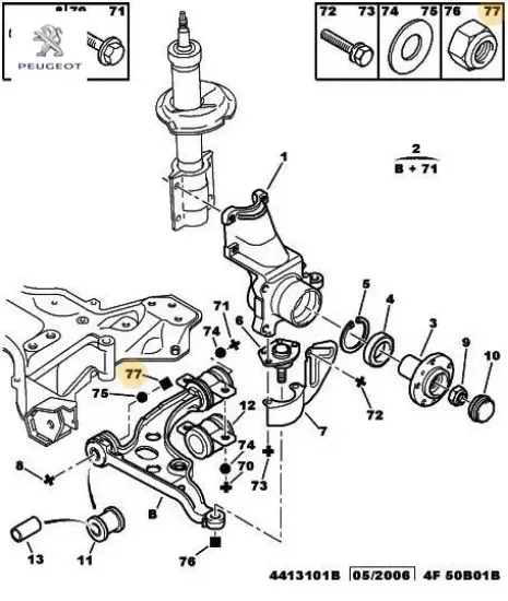 Rotil Somunu Peugeot 6939.A4 resmi