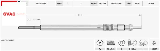 Isitma Bujisi  Sprinter-vito-viano-b/c Clas/7v/gx3150//a0011595701/svac resmi