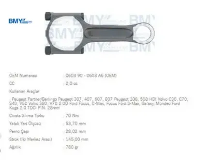 PİSTON KOLU  307-308-406-407-PARTNER-EXPERT DW10TD resmi
