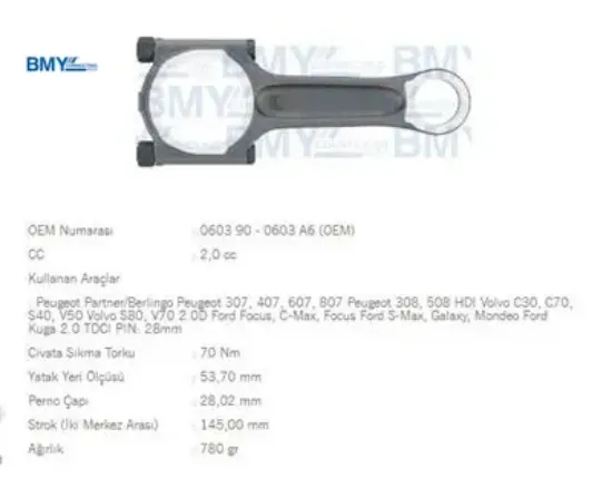 PİSTON KOLU  307-308-406-407-PARTNER-EXPERT DW10TD resmi