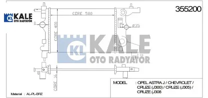 RADYATÖR SU   ASTRA J-ZAFIRA C-CRUZE  A14XER/B14XER/A16XER/B16XER/A18XER  09-> resmi
