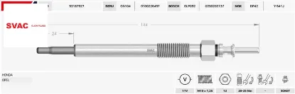 ISITMA BUJİSİ  ASTRA-COMBO-CORSA-CIVIC 1.7 CDTI/11V/GX145/0100226497/1214035/12291-PLZ-D00/SVAC resmi