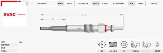 ISITMA BUJİSİ  GOLF-PASSAT-OCTAVIA-T5-A3-A4 1.9/2./5V resmi