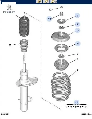 AMORTİSÖR TAKOZU RULMANLI TK.  208-301-C-ELYSEE-C3-C4 1.2 VTI 1.6 HDI resmi