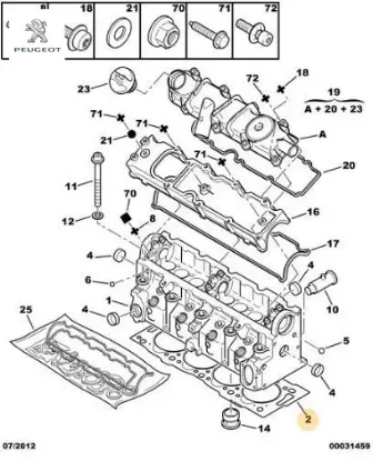 SİLİNDİR KAPAK CONTASI 1.26 PARTNER-206 DW8 resmi
