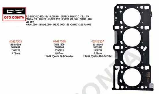 SİLİNDİR KAPAK CONTASI 2Ç  ASTRA J-CORSA D-COMBO-MERIVA-FIORINO-EGEA 1.3CDTI  E4/E5 resmi