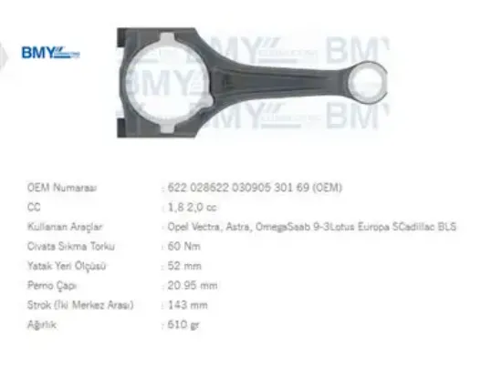 PİSTON KOLU     ASTRA-VECTRA-OMEGA  1.8/2.0 8V/16V  C20LET/NE resmi