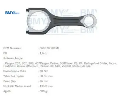 PİSTON KOLU 207-307-308-407-C-MAX-FIESTA 1.6HDI resmi