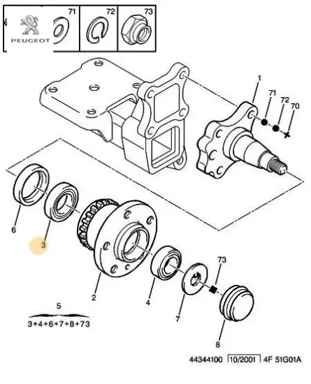 ARKA PORYA İÇ RULMANI 1400 BOXER resmi
