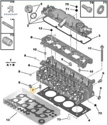 SİLİNDİR KAPAK BURCU 307-407-PARTNER DW10TD JUMPER III 2.0 HDi  DW10FUD resmi