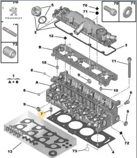 SİLİNDİR KAPAK BURCU 307-407-PARTNER DW10TD JUMPER III 2.0 HDi  DW10FUD resmi