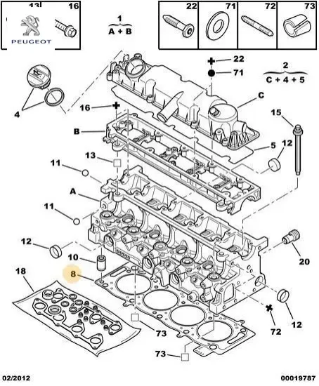 SİLİNDİR KAPAK CONTASI 1.35 BOXER DW12TED resmi