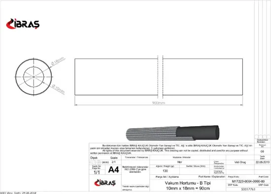 VAKUM HORTUMU 10 x 16mm/90cm     B TİPİ PREMIER  2 resmi