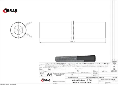 VAKUM HORTUMU 10 x 16mm/70cm     B TİPİ PREMIER  2 resmi