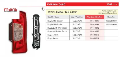 STOP LAMBASI Sol-Duysz ÇİFT KAPI Bipper-Fıorıno 08-. resmi