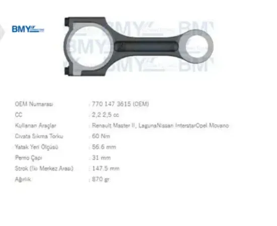 PİSTON KOLU  MASTER II-MOVANO-LAGUNA 2.2/2.5 /G9U resmi