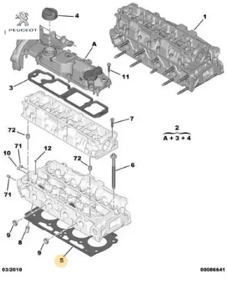 SİLİNDİR KAPAK CONTASI 1.45 5 ÇENTİK 207 208 DV4C 1.4 HDİ EURO5 resmi