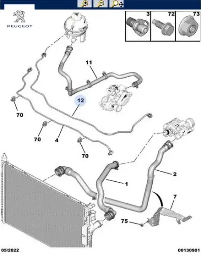 YEDEK SU DEPO HORTUMU  308 II-508-3008-5008-PARTNER-RIFTER-BERLINGO-C4 PCS-C5 AIRCROSS DV5 resmi