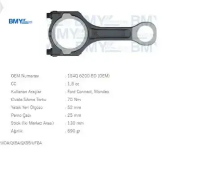 PİSTON KOLU 1.8 TDCI - Connect, Mondeo (HCPA,HCPB, P9PA,P9PC, P9PD, R3PA,RWPD) resmi