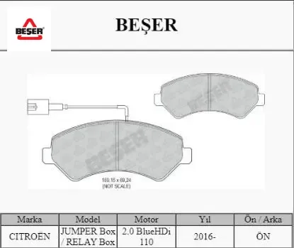 ÖN FREN BALATASI BOXER III-JEST 2 FİŞLİ 06-> resmi